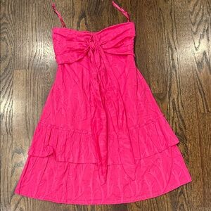 Pink Strapless Dress with Bow Detail